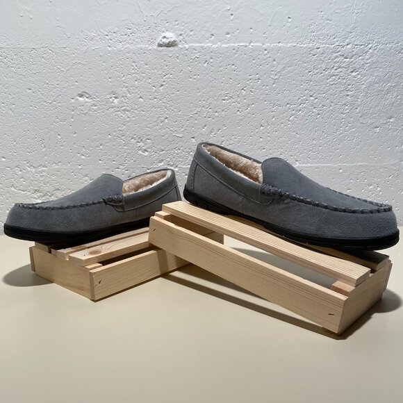 Lands End Men's Suede Moccasin Slippers - Picture 3 of 9